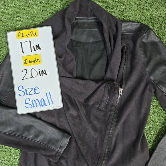 BLANK NYC | DRAPED VEGAN LEATHER COWL NECK MOTO JACKET - Picture 16 of 16